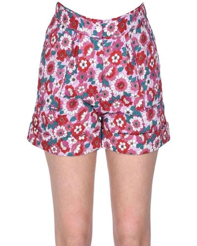 Antik Batik Shorts trapuntati stampa floreale - Rosso