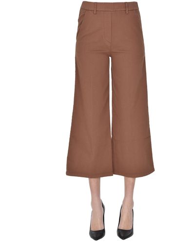 Alysi Cropped Cotton Pants - Brown