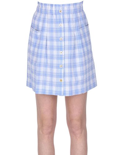 Bellerose Checked Print Mini Skirt - Blue