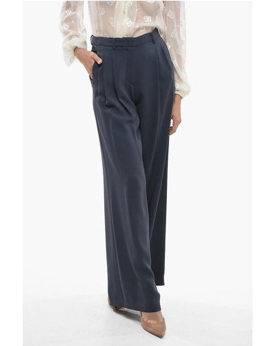 Fabiana Filippi Double-Pleated Palazzo Trousers With Belt Loops - Blue