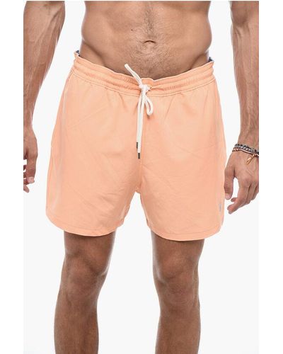 Ralph Lauren Stretchy Boxer Swimsuit With Drawstring - Natural