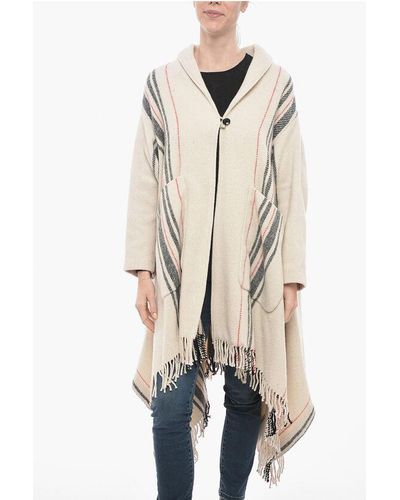 Woolrich Fringed Blanket Coat - Natural