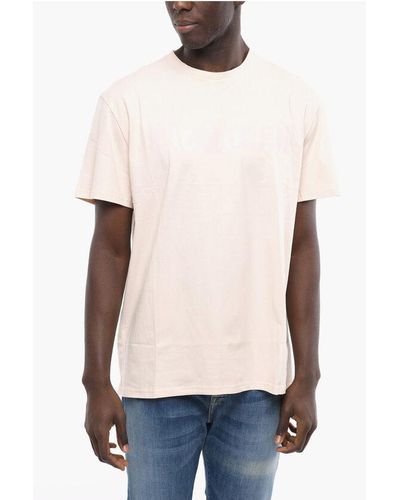 Alexander McQueen Crew Neck Cotton T-Shirt With Ton Sur Ton Print - Blue