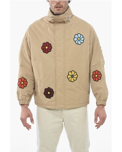 Moncler Jw Anderson Oversized Padded Delamont Jacket With Flower App - Natural