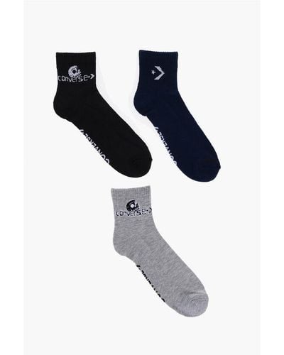 Converse Set Of 3 Stretch Fabric Socks With Contrasting Details - Blue