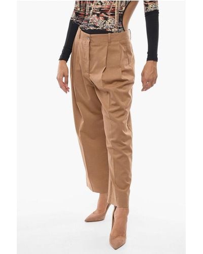 Momoní High-Waisted Single Pleat Lille Cropped Trousers - Multicolour