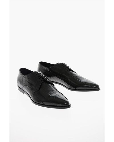 Dolce & Gabbana Eelskin Copernico Lace-Up Derby Shoes - Black