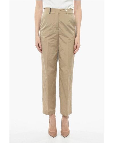 Peserico Cotton Blend Chinos Trousers With Hidden Closure - Natural