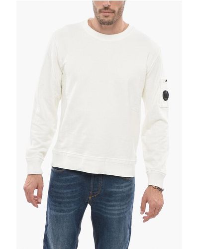C.P. Company Brushed Cotton Crew-Neck Sweatshirt With Sleeve Pocket - White