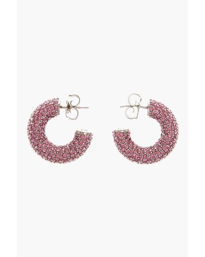 AMINA MUADDI Cameron Hoop Earrings With Rhinestone Embellishment - Pink
