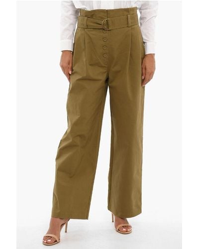 Ulla Johnson Belted High-Waisted Wide Fit Trousers - Green