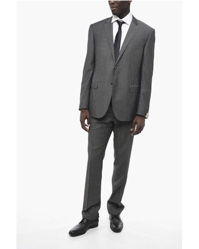 Corneliani Virgin Wool Academy Suit With Striped Pattern - Grey