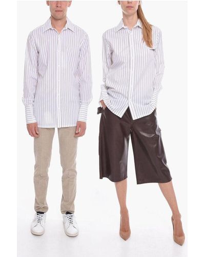 Maison Margiela Mm1 Oversized Shirt With Striped Pattern - White