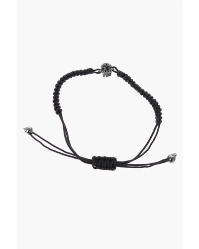 Alexander McQueen Cord Bracelet With Adjustable Closure And Skull Charm Embell Size Unic - White
