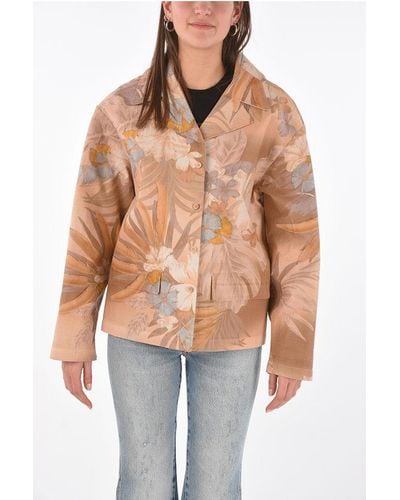 Maison Margiela Mm0 Floral Printed Blazer With Leather Inner - Multicolour