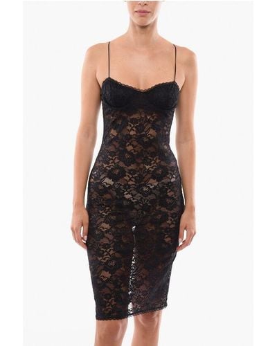 Oséree Lace Slip Dress With Removable Padded Cups - Black