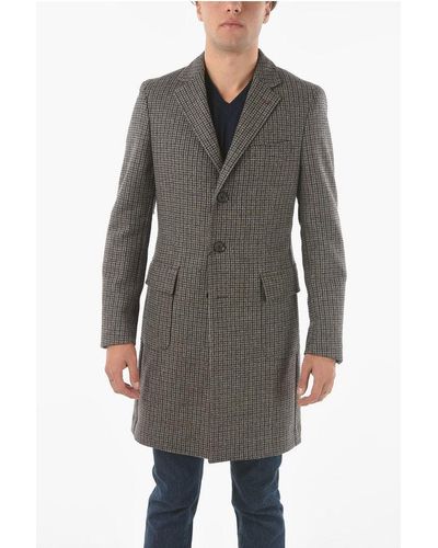 Corneliani Cc Collection Half-Lined Houndstooth Patterned Coat - Grey