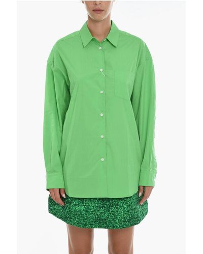 Samsøe & Samsøe Solid Colour Oersized Lua Shirt With Breast Pocket - Green