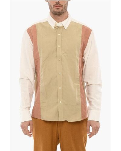 Forét Rip Stop Checked Shirt With Logoed-Buttons - Natural