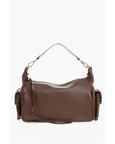 Chloé Leather Nahir Shoulder Bag With Braided Details - Brown