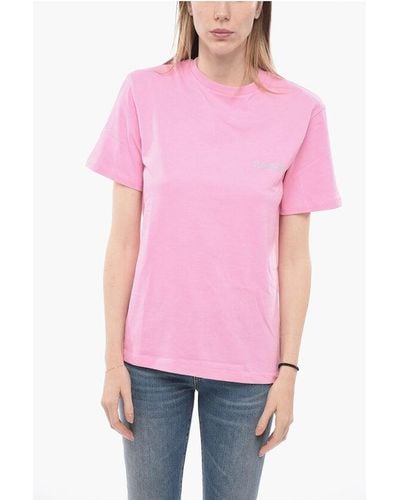 ROTATE BIRGER CHRISTENSEN Solid Colour Aja Crew-Neck T-Shirt With Cut-Out Detail And Pa - Pink