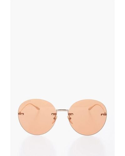 Gucci Metal Frame Round Sunglasses Enriched By Removable Pendants - Natural