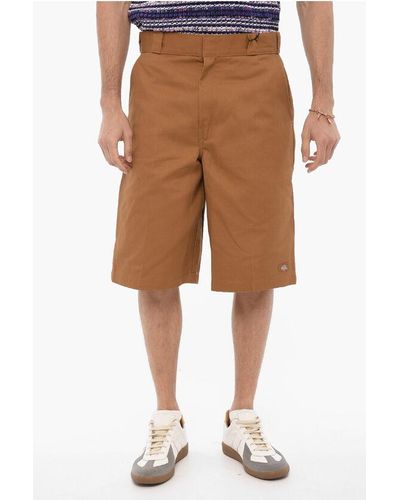 Dickies Twill Cotton Shorts With Belt Loops - Natural