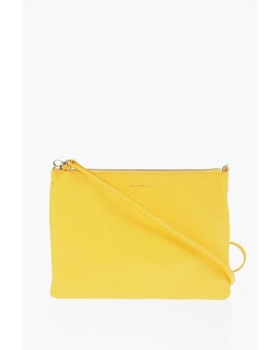 Coccinelle Solid Colour Textured Leather Bag With Removable Shoulder Str Size Unic - Yellow