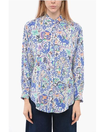 Isabel Marant Silk Cadezi Blouse With Hidden Placket - Blue