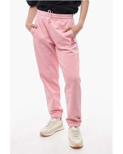 KENZO Cuffed Crest Logo Cotton Joggers - Pink