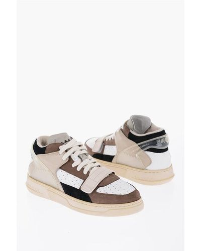 RUN OF Leather Colorblock Scott Trainers - White