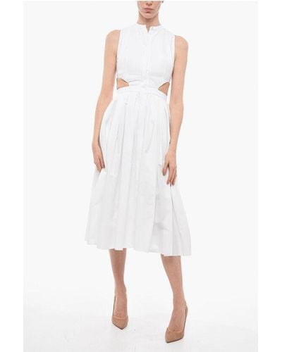 Alexander McQueen Cotton Shirt Dress With Cut-Out Detail - White