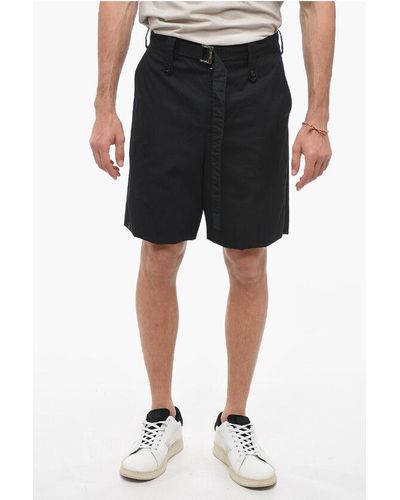 Sacai Cotton Lined Shorts With Belt - Black