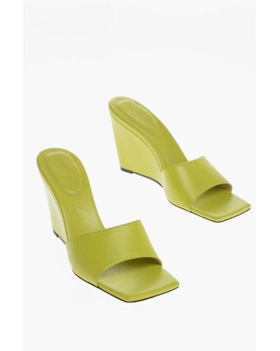Wandler Square Toe Leather Gaia Sandals With Wedge 9Cm - Yellow