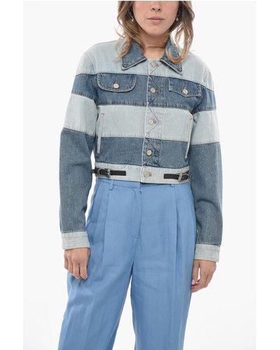 ANDERSSON BELL Patchwork Effect Denim Mahina Jacket With Side Buckles - Blue