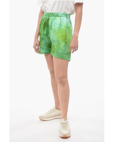 SLEEP NO MORE Acid Wash Silk Venere Shorts - Green