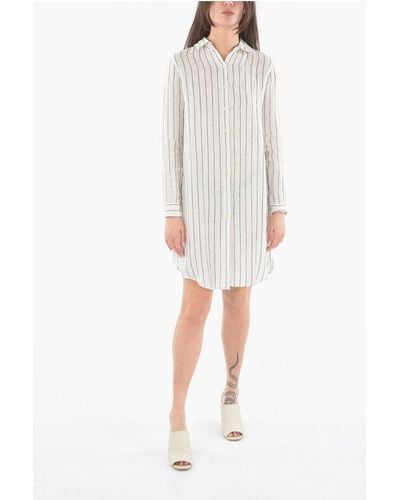 Woolrich Striped Flax Shirt Dress - White