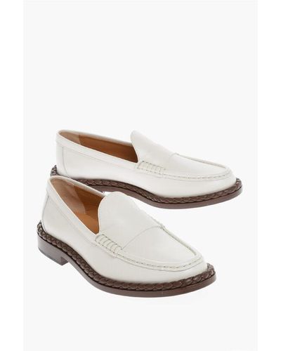 Tod's Leather Penny Lofars With Braided Detail - White