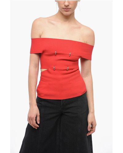 Alexander McQueen Boat Neck Top With Cut Out Detail - Red