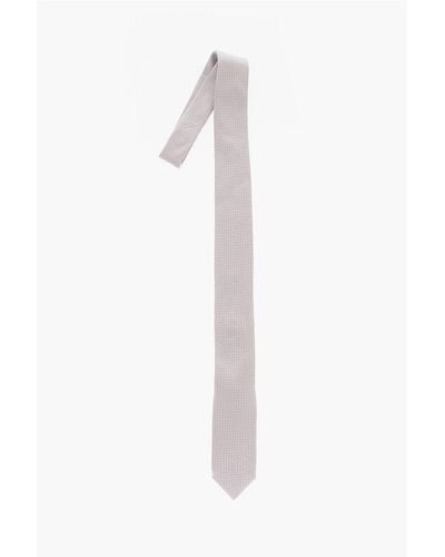 Corneliani Embroidered Silk Kipper Tie - White