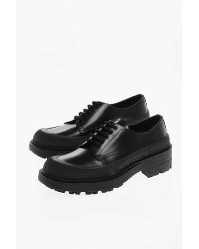 Alexander McQueen Brushed Leather Derby Shoes - Black