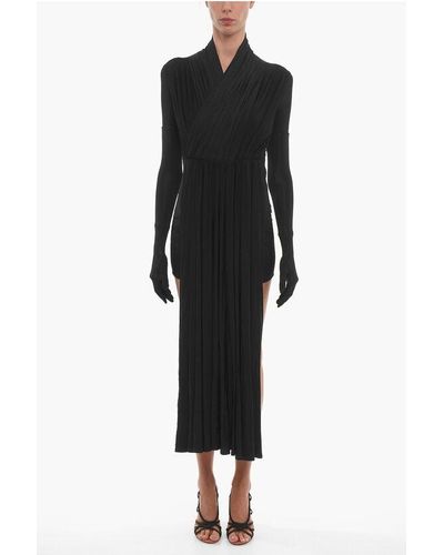 Balenciaga Asymmetric Maxi Dress With Gloves - Black