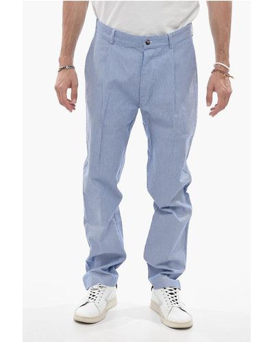 Doppiaa Single-Pleated Antioco Pinstriped Trousers - Blue