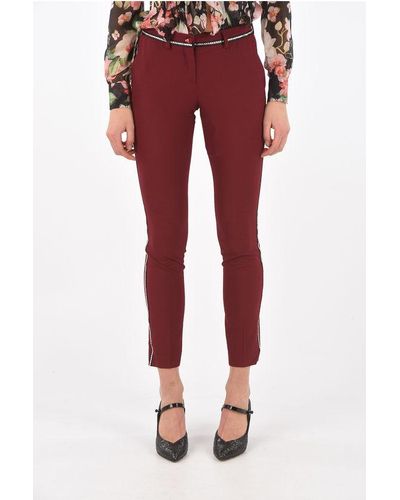 Philipp Plein 4 Pocket To Look Trousers With Rhinestone Embellishment - Red