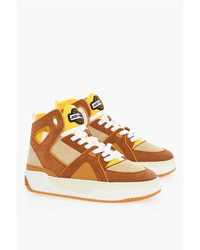 Just Don Fabric And Suede Basketball Jd1 High-Top Trainers With Cut-O - Multicolour