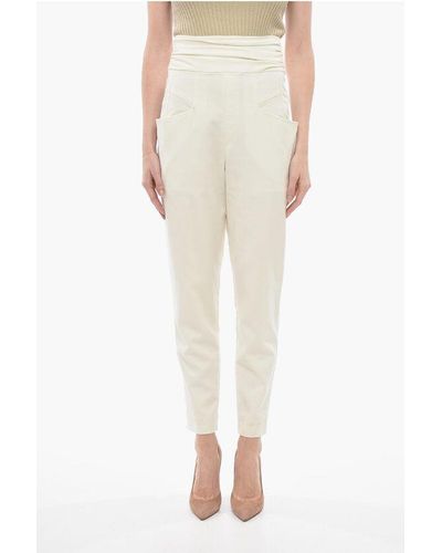 Isabel Marant Ruched High-Waisted Stoda Trousers - Natural