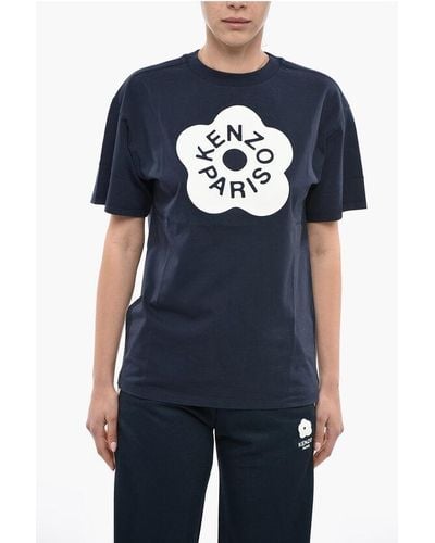 KENZO Crew Neck Boke Flower Oversized T-Shirt With Print - Blue