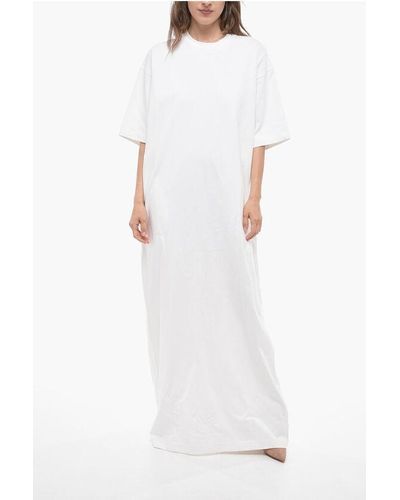 Vetements Cotton Maxi Dress With Split On The Back - White