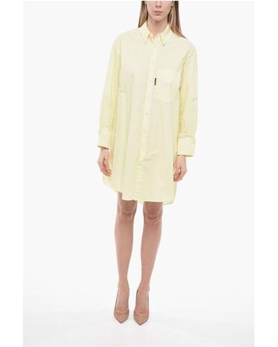Palm Angels Printed Logo Gd Shirt Dress With Breast Pocket - Yellow