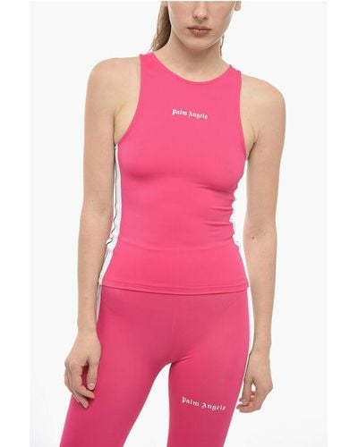 Palm Angels Active Tank Top With Gothic Print - Pink